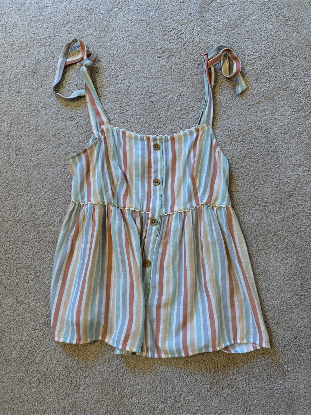 LC Lauren Conrad Pastel Striped Tie-Shoulder Peplum Tank Top